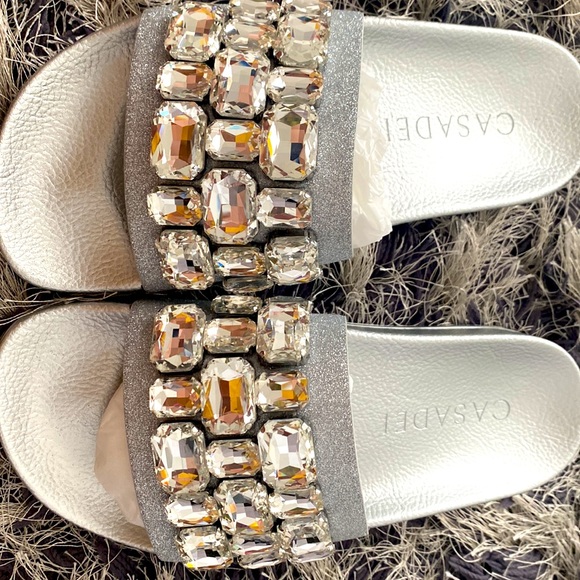 Casadei Crystal-Embellished Pool Slides Size 38IT or 8US - Picture 10 of 13